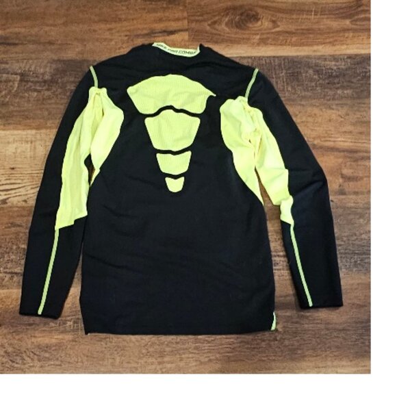 Nike Combat Pro Long-Sleeve Black Yellow Hyperwarm Shield Athletic Top Sz Medium - Picture 2 of 7